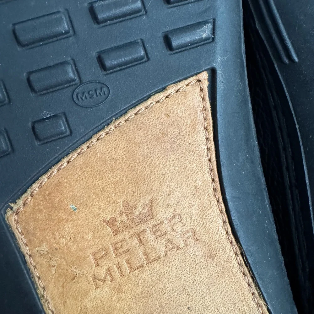 Peter Millar Black Leather Penny Driving Loafers Mens Size 10M Classic Luxe